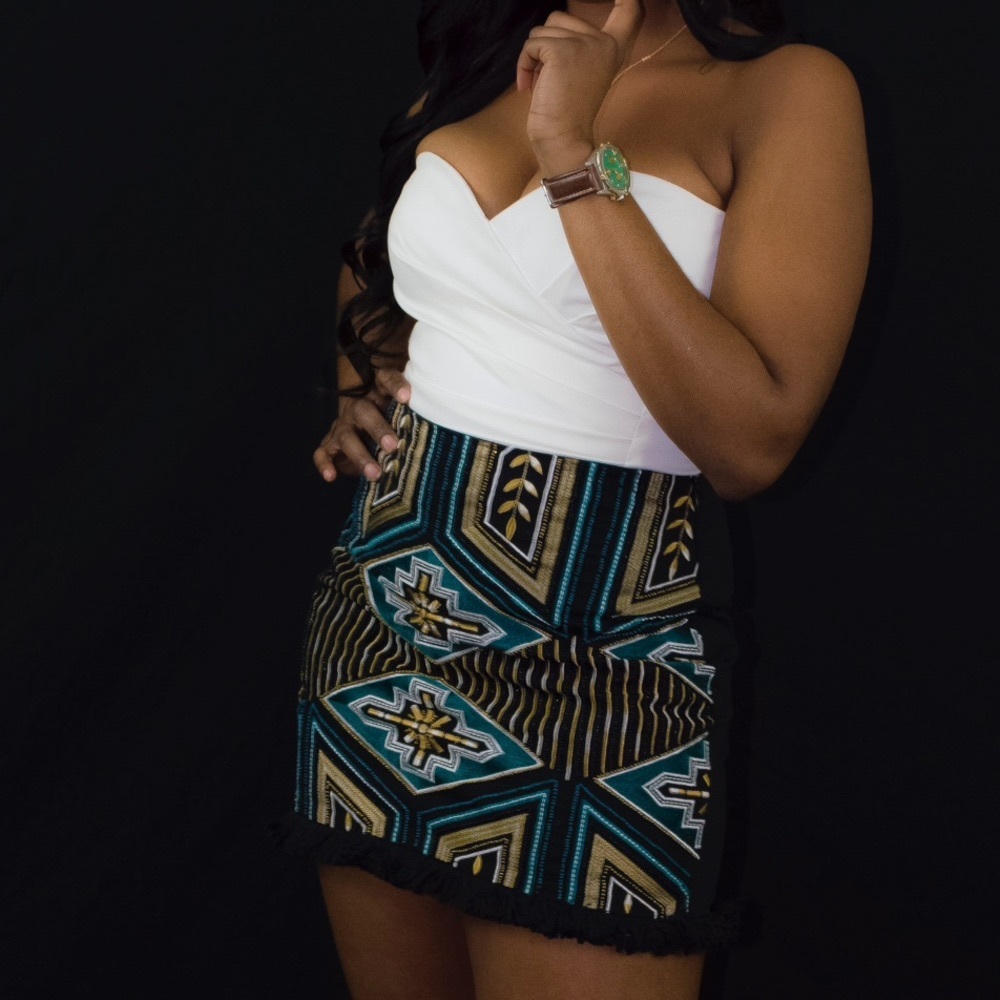 COPY - 💃🏾 Embroidered Black Printed Skirt 💃🏾